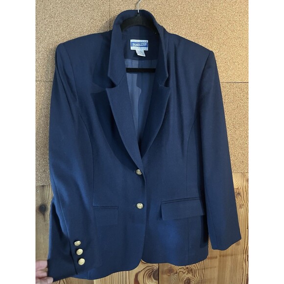 VTG Pendleton Women's Size 8 100% Virgin Wool Navy Blue Blazer Jacket USA Made - Picture 2 of 10